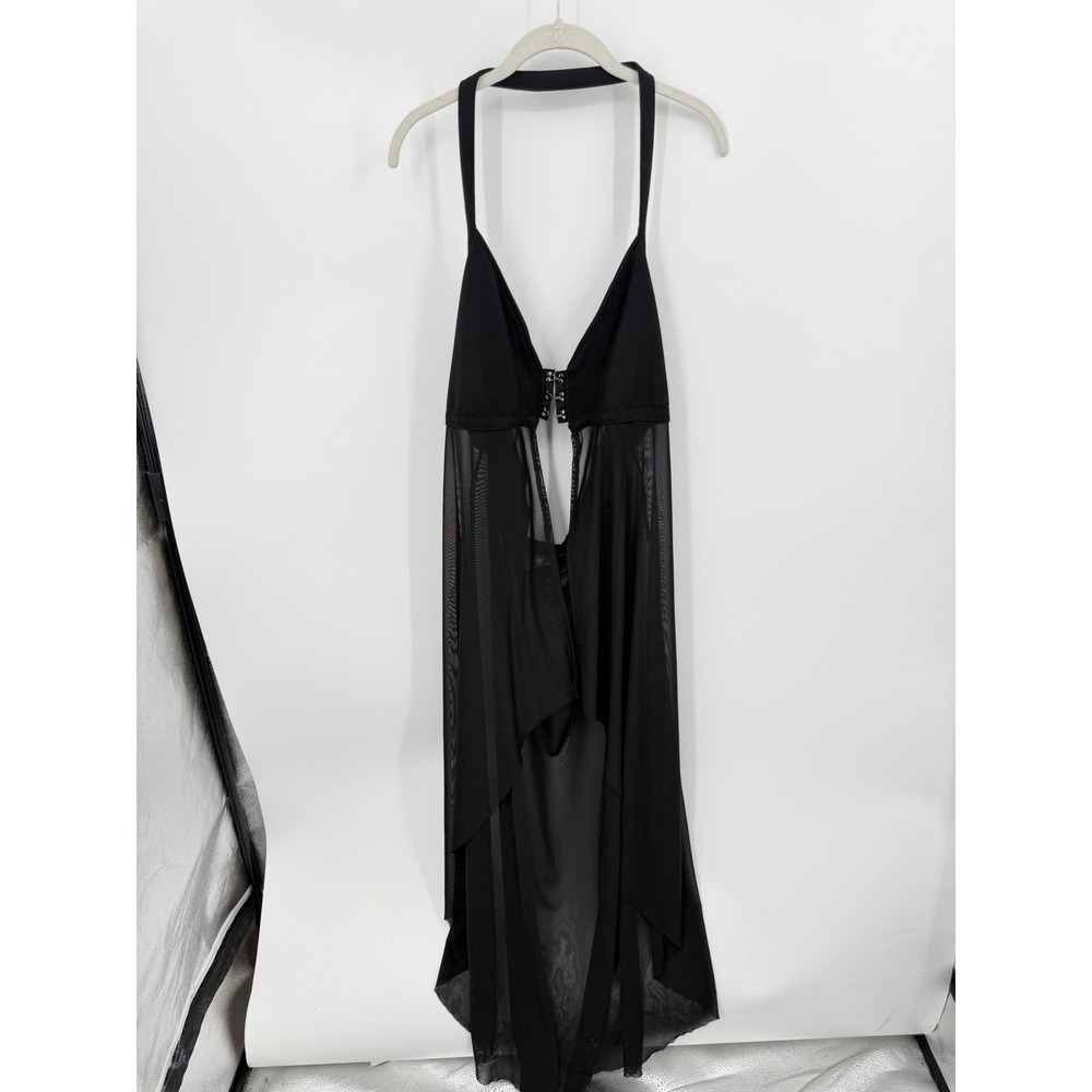 Killstar High Low Halter Top Women 4XL Black Sheer Mesh Hook Eye Goth Alt